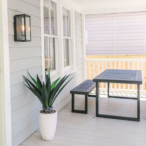 Enjoy dining al fresco on covered verandah