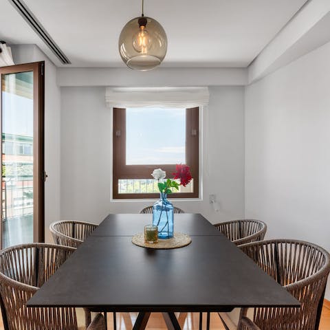 Serve up some tapas and sangria at the dining area