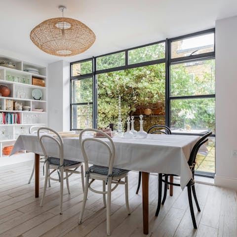 Gather for breakfast in the light-filled dining room