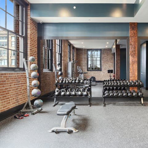 Fit in a workout with the on-site gym