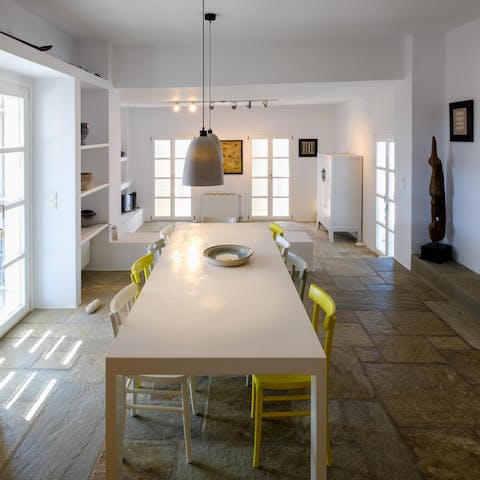 Serve up a delicious Greek feast at the chic dining table