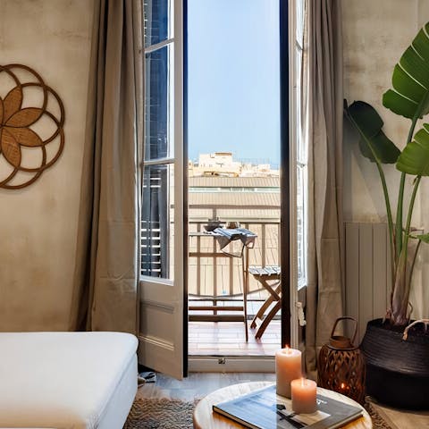 Open the French doors and pad out to the balcony for a glass of wine in the Spanish sun