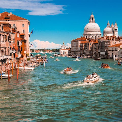 Explore Venice's most famous sights – the Basilica di Santa Maria della Salute is a three-minute walk away