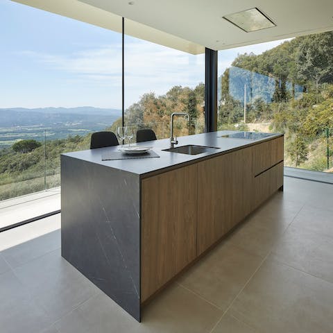 Rustle up dinner while taking in the glorious valley views