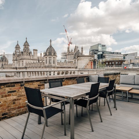 Admire views across the city from the private terrace