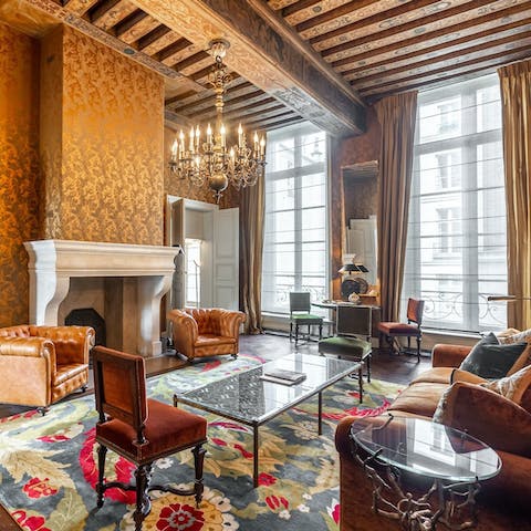 Bask in the grandeur of a historic home, with 17th-century wood beams