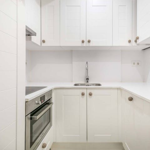 Whip up a family feast in the compact kitchen