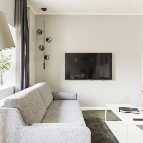 End the evening with a Netflix movie night in the stylish living room