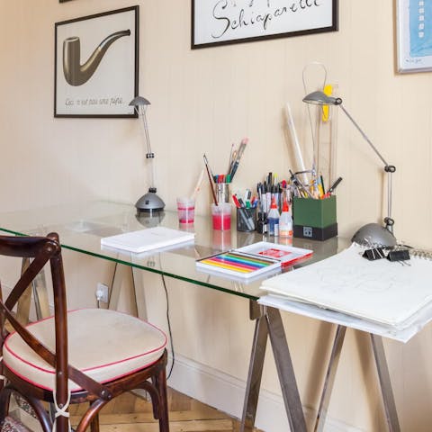 Get some work done at the desk in the main bedroom