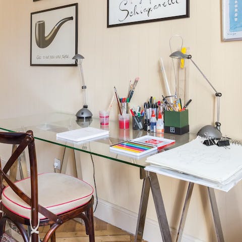 Get some work done at the desk in the main bedroom