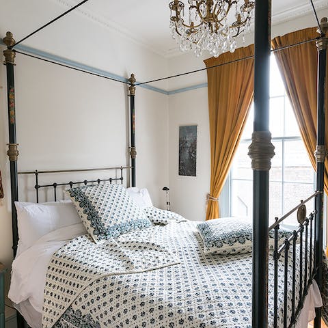 Waking up under a chandelier