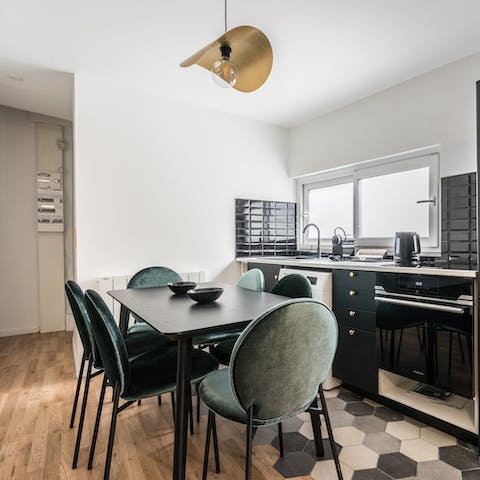 Gather around the table for fashionable soirées over locally bought cheese and charcuterie