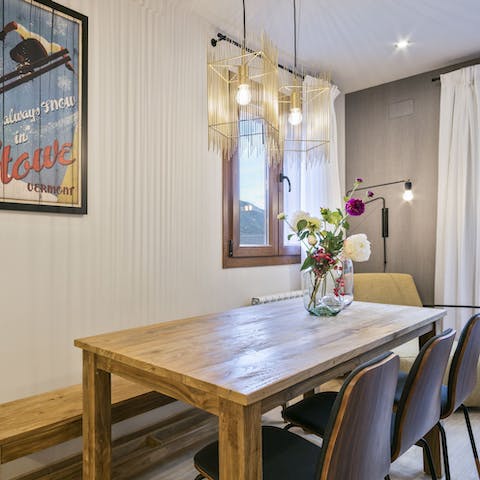 Gather around the table for beautiful meals as the sun sets