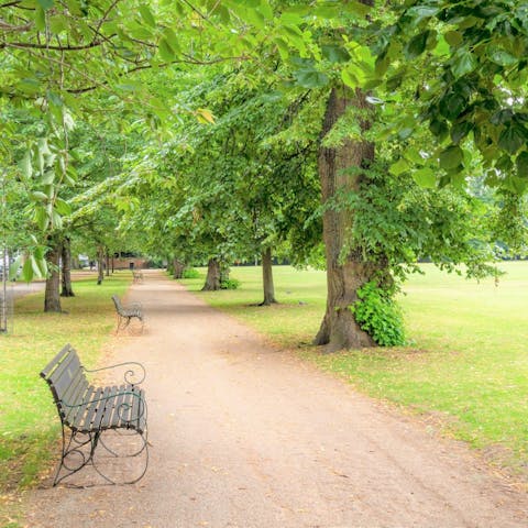 Watch the world go by in Montpellier Gardens, just footsteps from your apartment