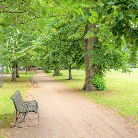 Watch the world go by in Montpellier Gardens, just footsteps from your apartment
