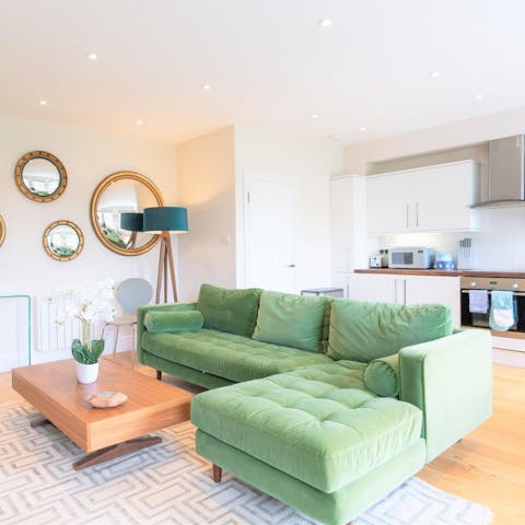 Make yourself comfortable on the stylish chaise end sofa