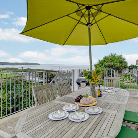 Dine alfresco with coastal views