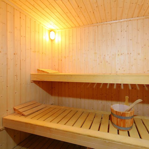 Chill out in the home's private sauna