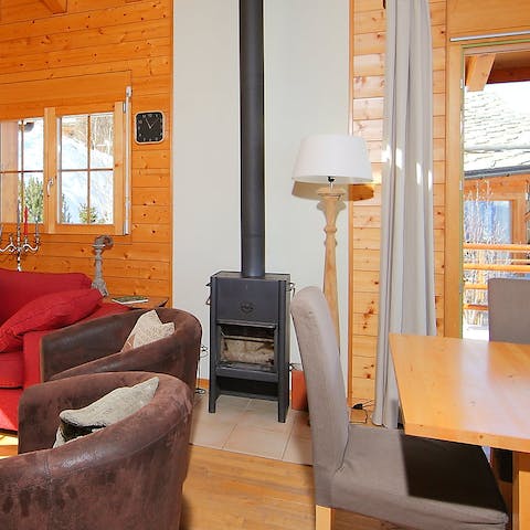 Warm up by the log-burner in the living space