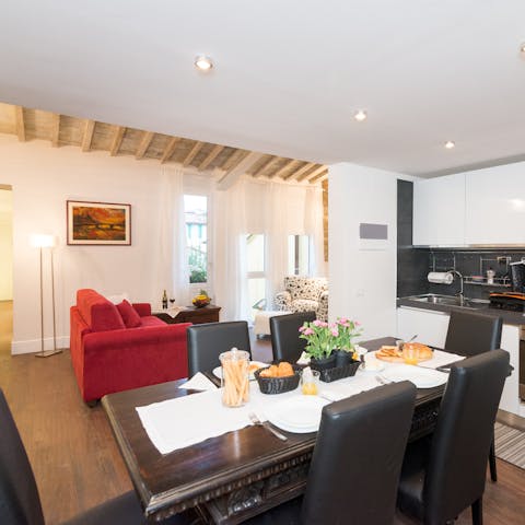 Convene for a cappuccino and a bit of brioche before heading out for the day's adventure