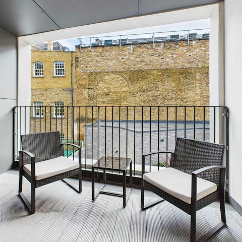 Watch the world go by from the covered balcony