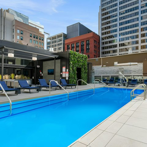 Get your day started with a dip in the communal pool