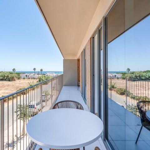 Take in the views of the Atlantic Ocean from the private balcony