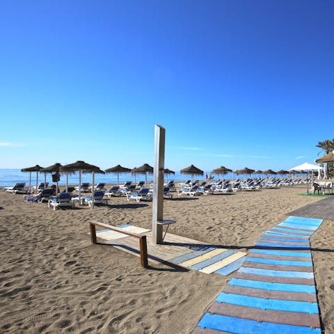 Stroll the short distance to Casablanca beach on Marbella's Golden Mile