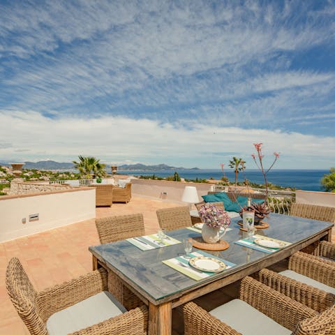 Dine alfresco and admire coastal views