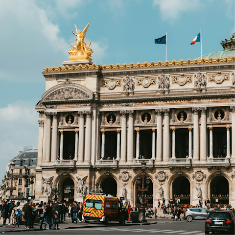 Begin your Parisian getaway with a stroll to Palais Garnier