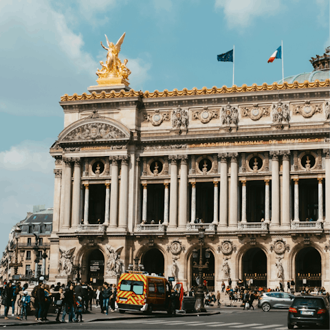 Begin your Parisian getaway with a stroll to Palais Garnier