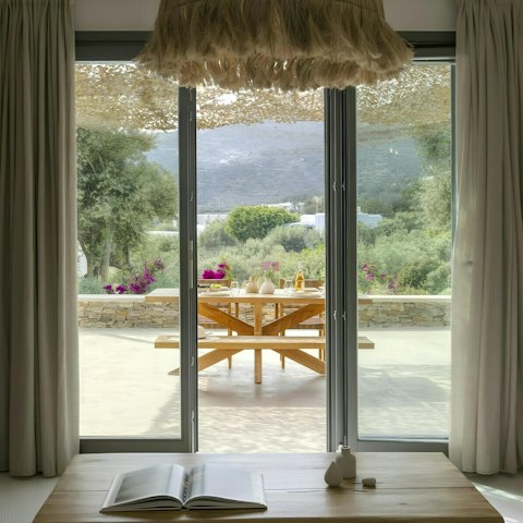 Admire olive grove views from the living area