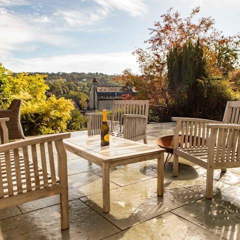 Relax on the private terrace with a glass of local cider