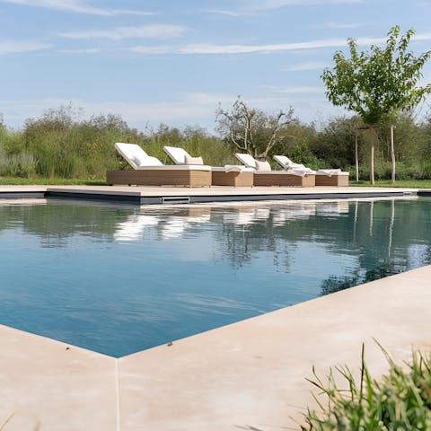 Dive into the private swimming pool for a refreshing dip
