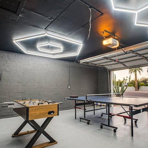 Play some pool or table football in the games room
