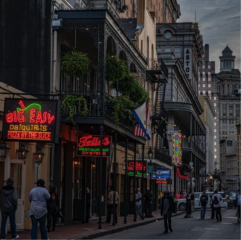 Explore the famous nightlife of Bourbon Street