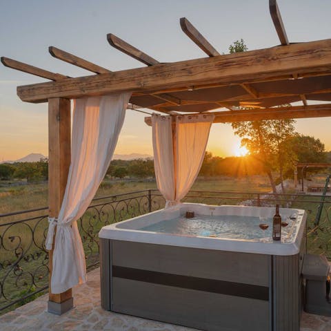 End the evening with a sunset dip in the hot tub