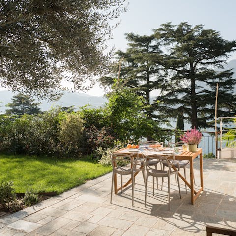 Wine and dine on the lakeside terrace