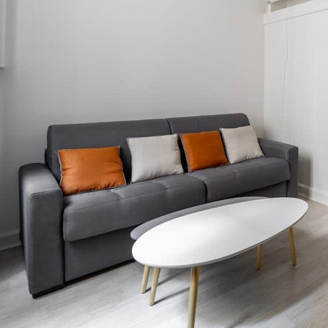 Relax on the sofa as you plan your Parisian itinerary