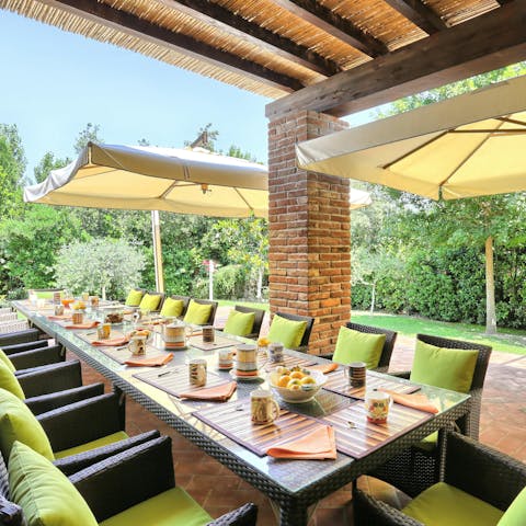 Savour fresh local produce served on the terrace
