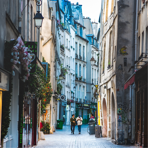 Amble around the atmospheric streets of Le Marais, right on your doorstep