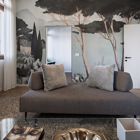 Relax in the characterful and stylish living area