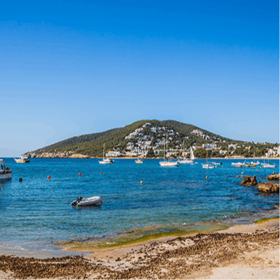 Explore beautiful Santa Eulalia as you marvel at the stunning scenery