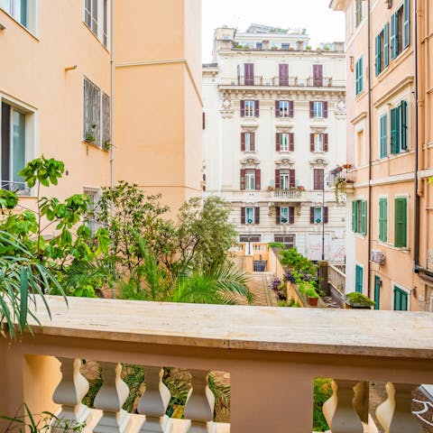 Enjoy a view of the bustling neighbourhood