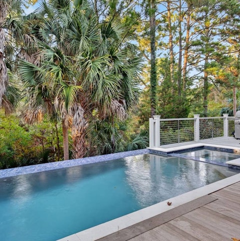 Find peace and calm while swimming in the private pool