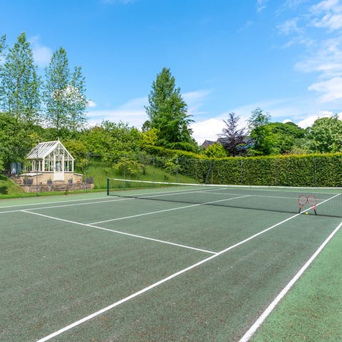 Play endless rounds of tennis on the private court