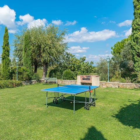 Stoke up the barbecue then work up an appetite with a ping pong tournament