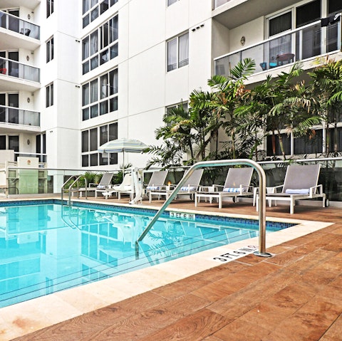 Enjoy a dip in the outdoor communal pool