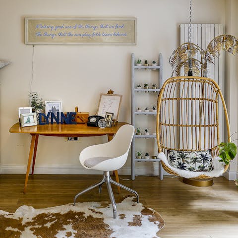 Do some work at the home's designated office area