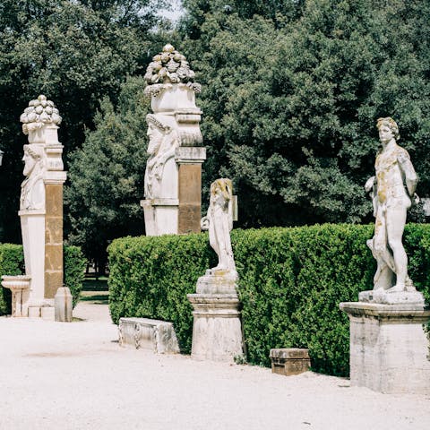 Enjoy a peaceful stroll around Villa Borghese